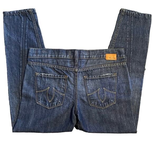 Anthropologie Level 99 Sarah Twisted Seam Tomboy Selvedge Dark Wash Jeans Sz 27 - Picture 3 of 9